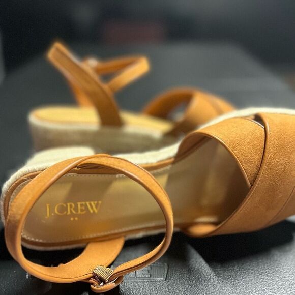J.Crew Platform Espadrille Heeled Sandals in Warm Chicory Suede Size 7.5 NWB - Picture 9 of 16